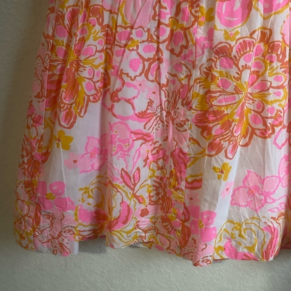 Lilly Pulitzer Reagan Happiness Pink Tropical Babydoll Fit Flare Dress Pockets 8 - Picture 12 of 15
